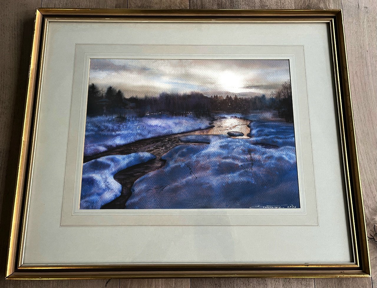 Зимняя речка на исходе дня