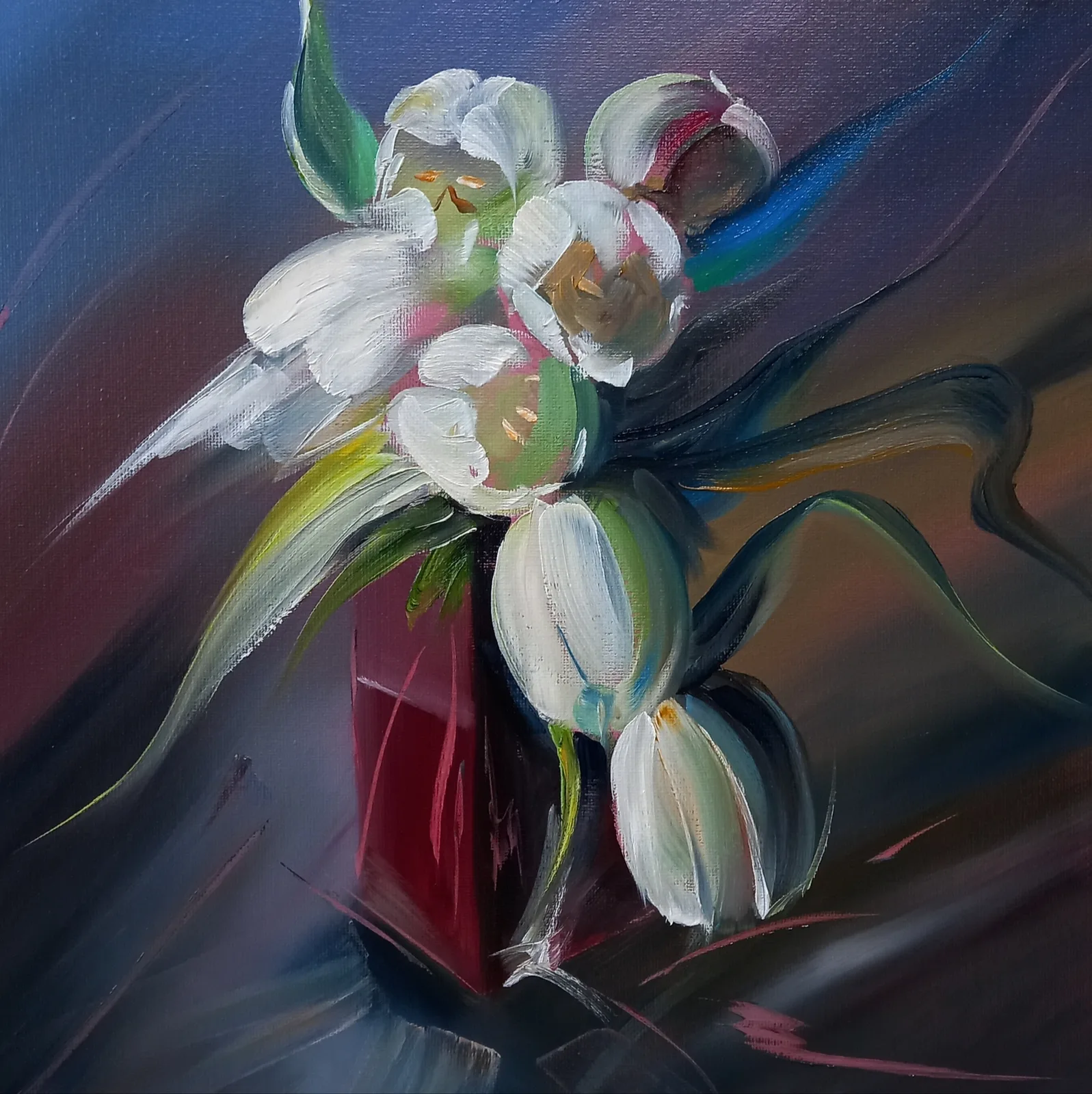 Картина «Тюльпаны в рубиновой вазе» — Сергей Могилевский, Натюрморт, аукцион Artstore