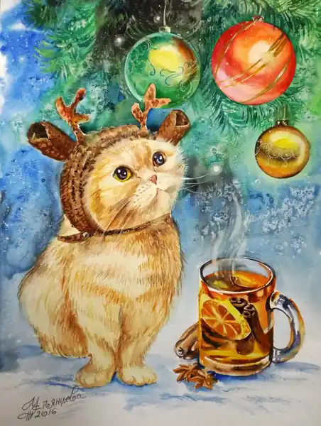 Котик новогодний