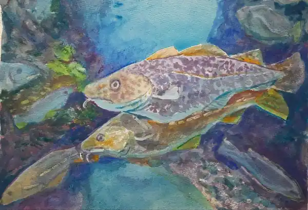 Рыбки акварелью