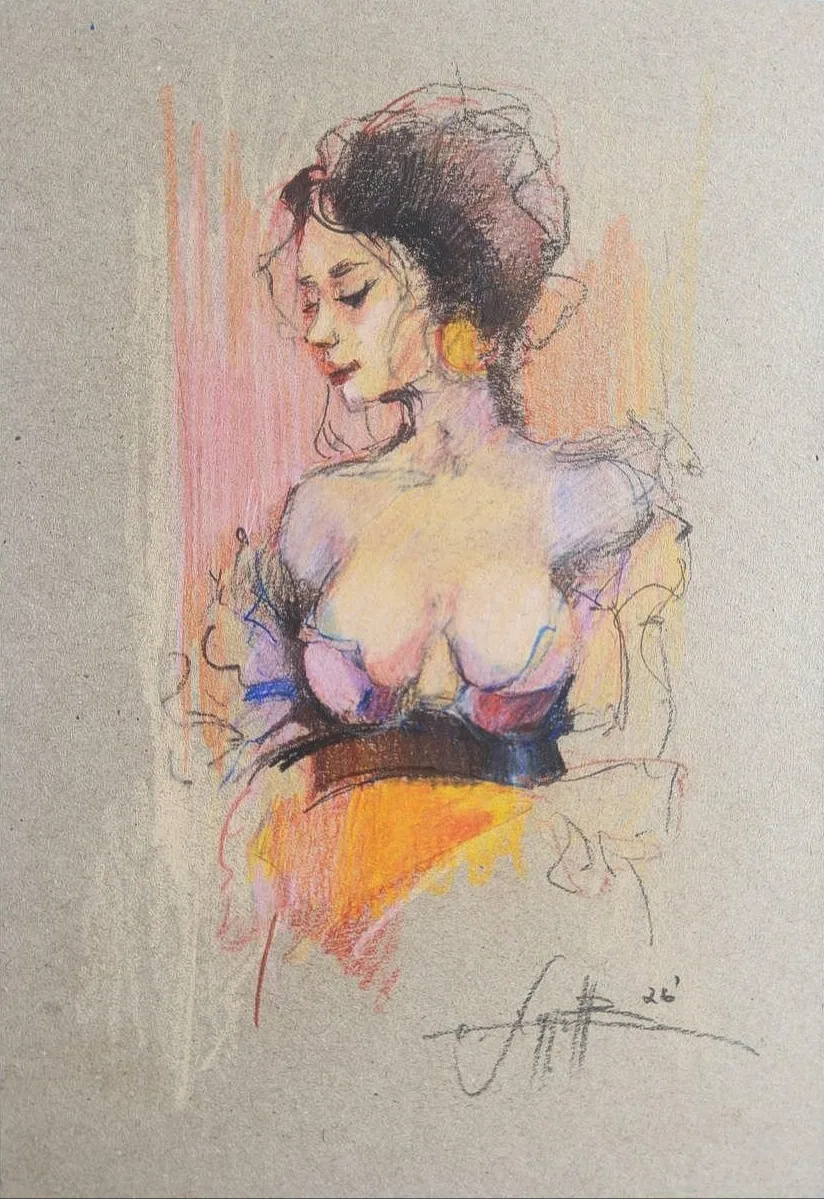 Картина «"Персиковый блик"» — Юрий Худов, Портрет, аукцион Artstore