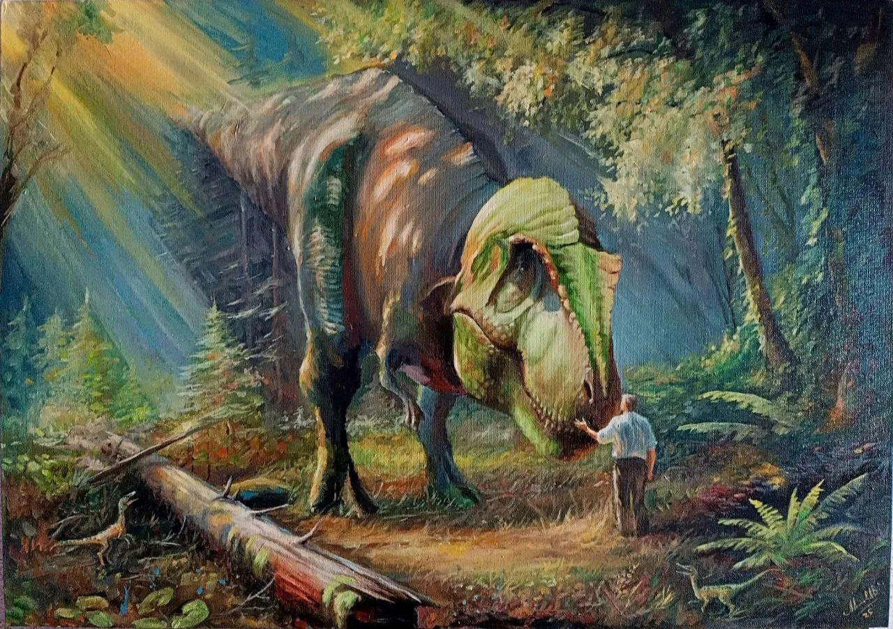 Картина «Прогулка с динозавром.» — Артур Михалев, Другое, аукцион Artstore